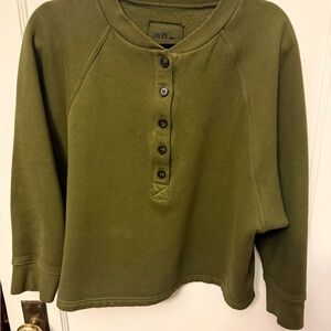 Madewell MWL Khaki Button-Up Sweatshirt